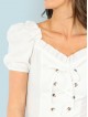 Frill Trim Lace Up Top
