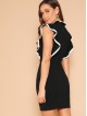 Ruffle Detail Mock-neck Bodycon Dress